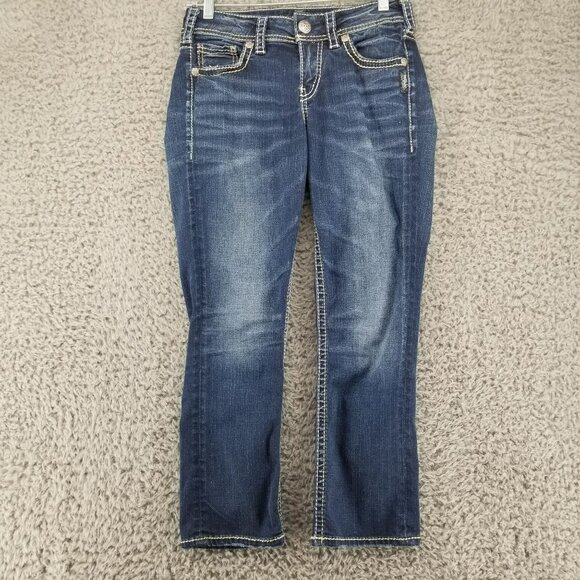 Silver Jeans Womens 26 Blue Suki Mid Capri Cropped Stretch Fluid *Read* - Picture 1 of 14